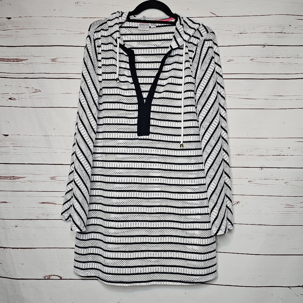 Beach Break Striped Hooded Swim Coverup